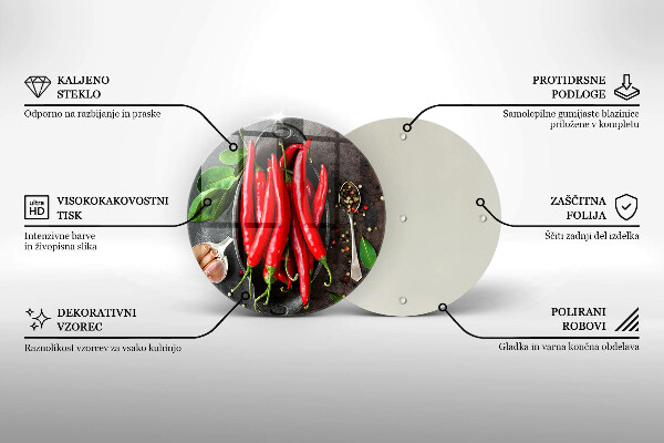 Skleněná deska do kuchyně Červené chilli papričky