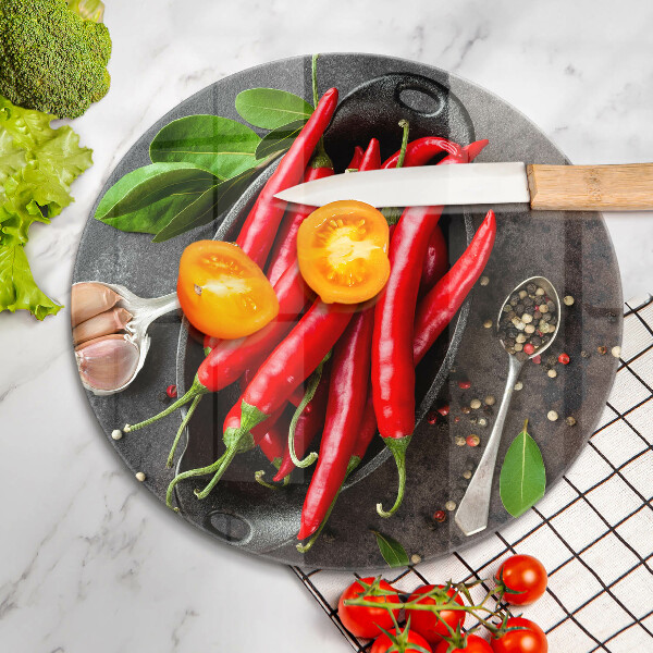 Skleněná deska do kuchyně Červené chilli papričky
