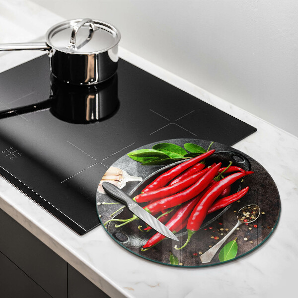 Skleněná deska do kuchyně Červené chilli papričky