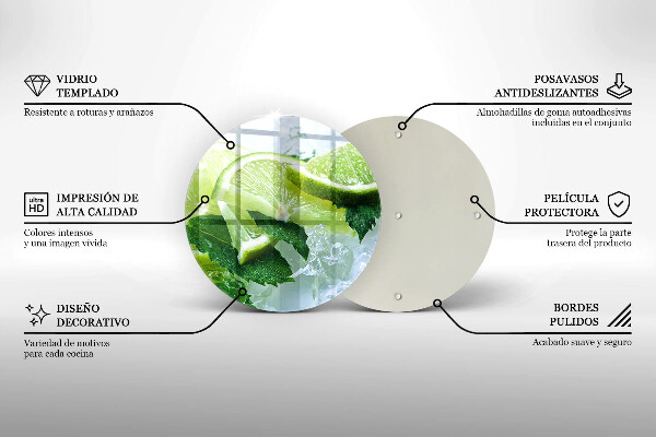 Skleněná deska do kuchyně Limetková máta a led