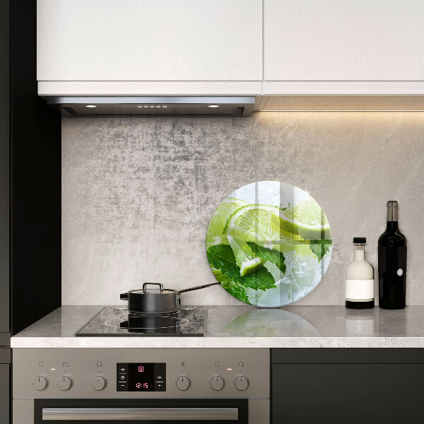 Skleněná deska do kuchyně Limetková máta a led