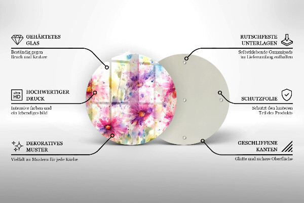 Skleněná deska do kuchyně Malované květiny