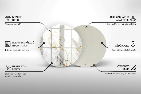 Skleněná deska do kuchyně Světlý mramor se zlatem