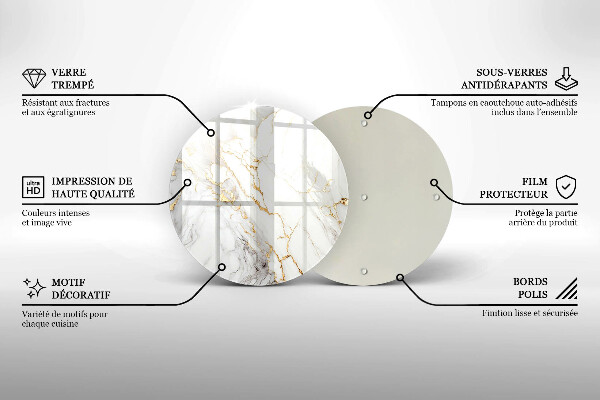 Skleněná deska do kuchyně Světlý mramor se zlatem