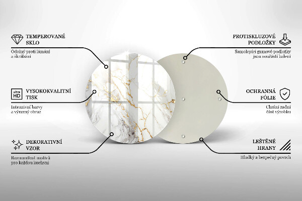 Skleněná deska do kuchyně Světlý mramor se zlatem