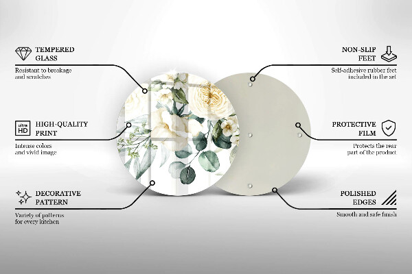 Krájecí prkénko skleněné Akvarel květiny