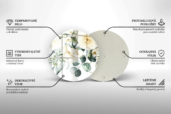 Krájecí prkénko skleněné Akvarel květiny