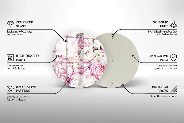 Krájecí prkénko skleněné Pivoňková kytice