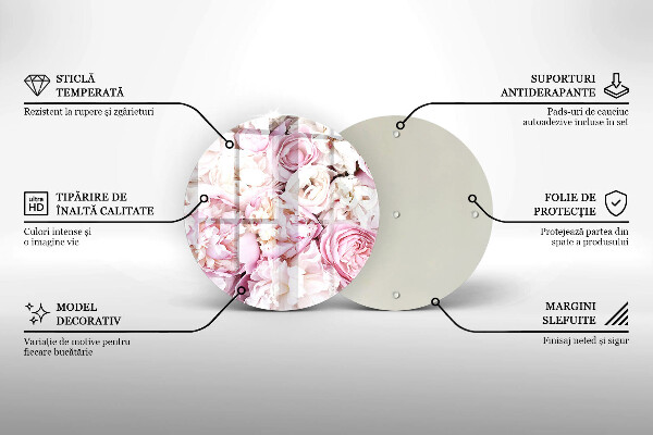 Krájecí prkénko skleněné Pivoňková kytice