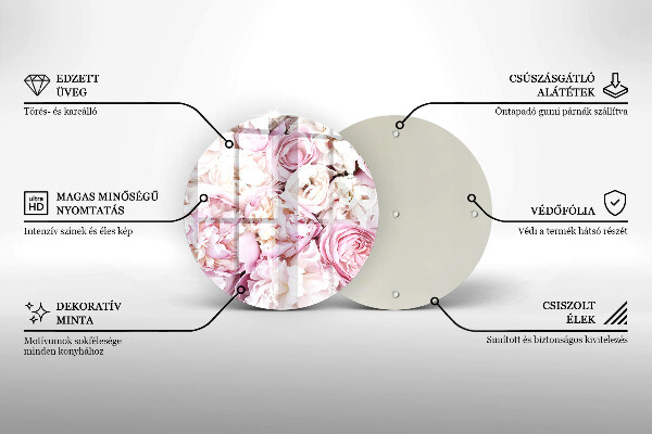 Krájecí prkénko skleněné Pivoňková kytice
