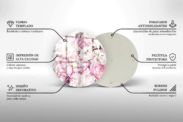 Krájecí prkénko skleněné Pivoňková kytice