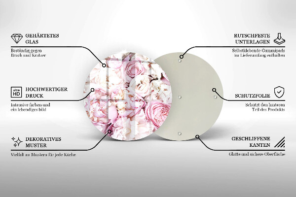 Krájecí prkénko skleněné Pivoňková kytice