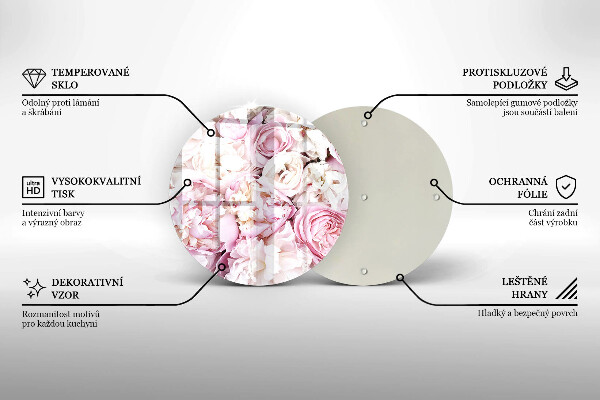 Krájecí prkénko skleněné Pivoňková kytice