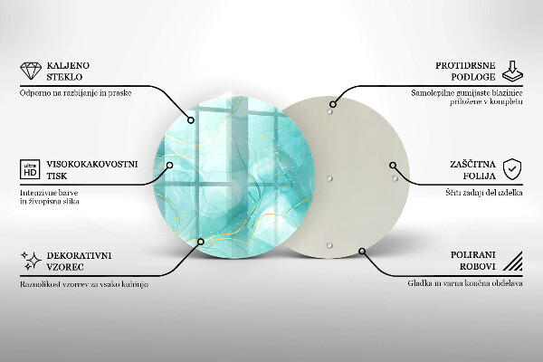 Krájecí prkénko skleněné Modrá a zlatá abstrakce