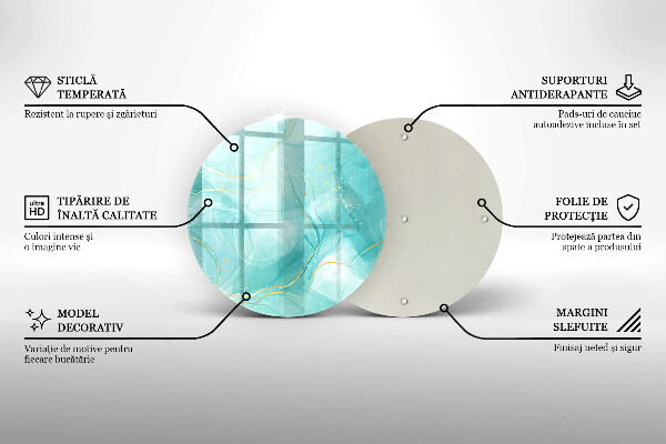 Krájecí prkénko skleněné Modrá a zlatá abstrakce