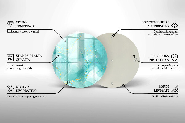 Krájecí prkénko skleněné Modrá a zlatá abstrakce