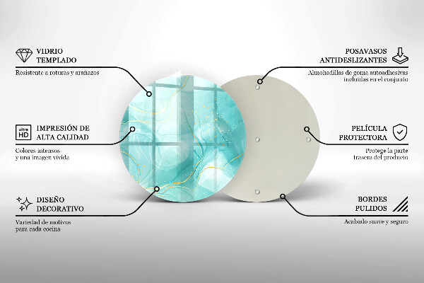 Krájecí prkénko skleněné Modrá a zlatá abstrakce