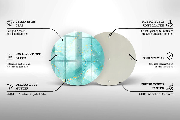 Krájecí prkénko skleněné Modrá a zlatá abstrakce