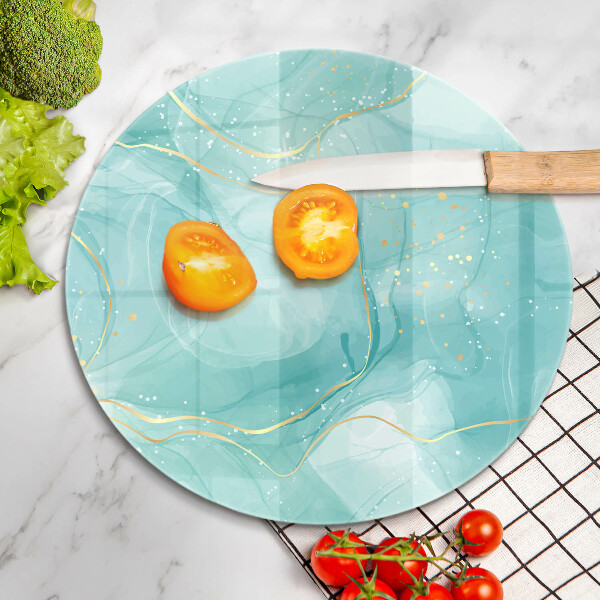 Krájecí prkénko skleněné Modrá a zlatá abstrakce