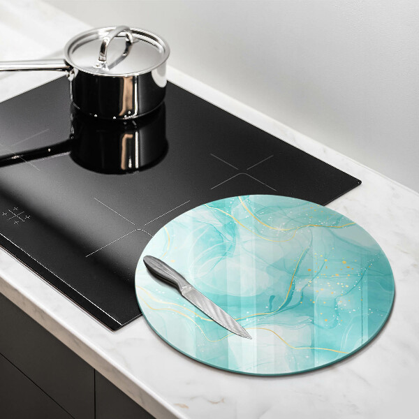 Krájecí prkénko skleněné Modrá a zlatá abstrakce