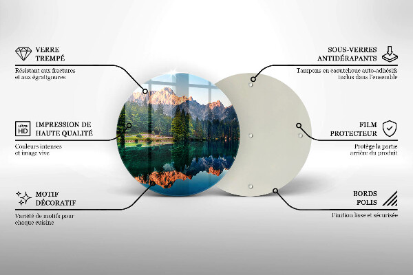 Skleněná deska do kuchyně Les a horské jezero