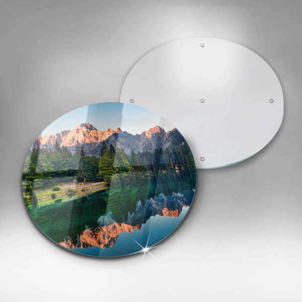 Skleněná deska do kuchyně Les a horské jezero