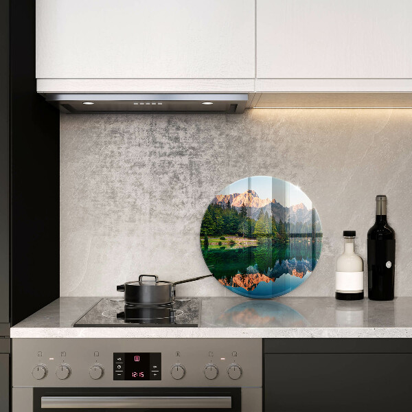 Skleněná deska do kuchyně Les a horské jezero
