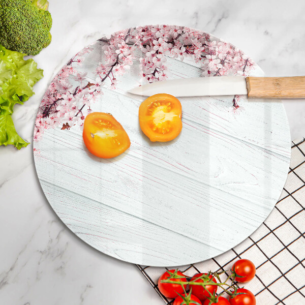 Skleněná deska do kuchyně Květiny na prknech