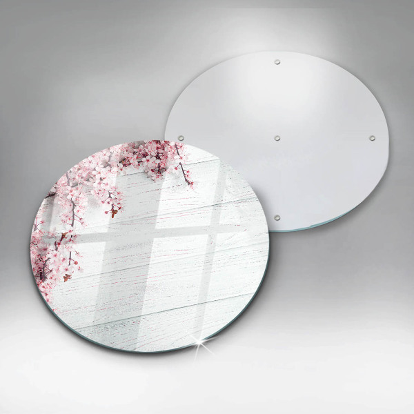 Skleněná deska do kuchyně Květiny na prknech