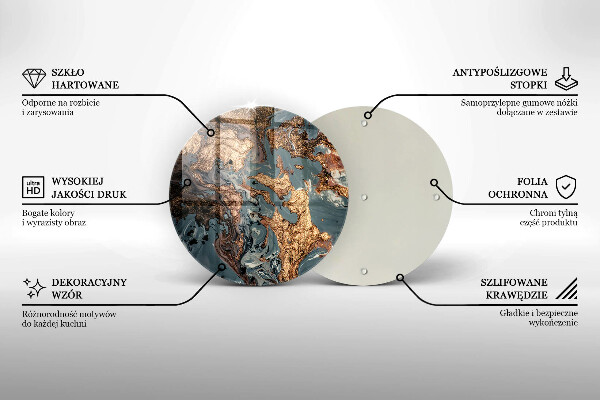 Krájecí prkénko skleněné Dekorativní kámen se zlatem