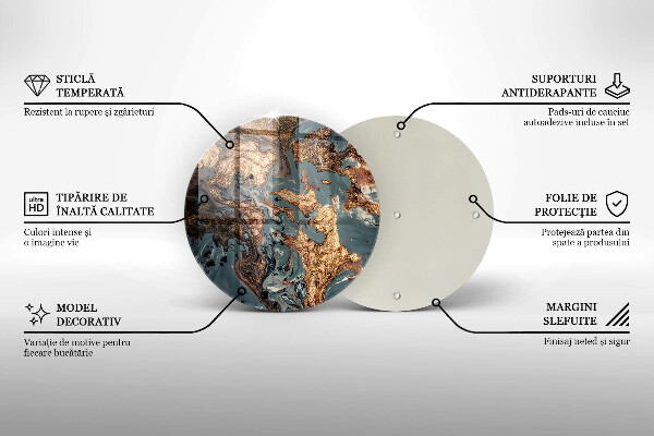 Krájecí prkénko skleněné Dekorativní kámen se zlatem