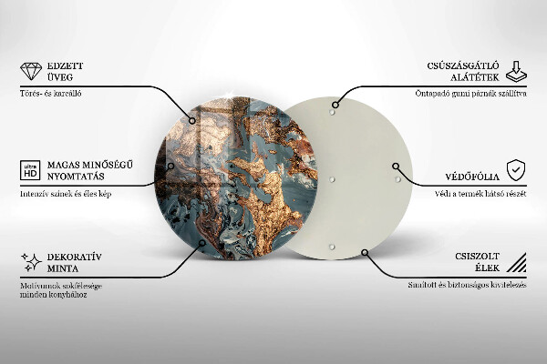 Krájecí prkénko skleněné Dekorativní kámen se zlatem