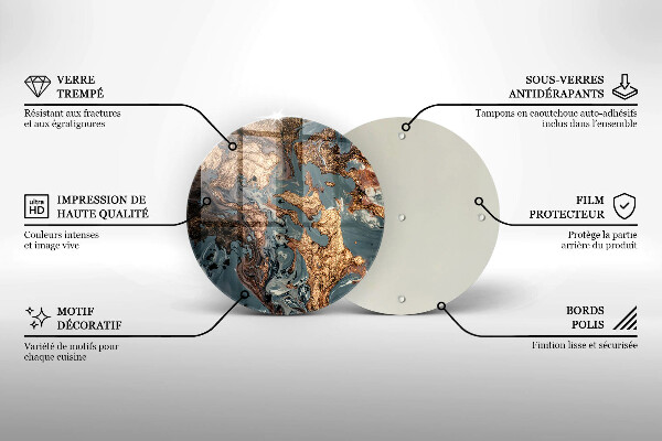 Krájecí prkénko skleněné Dekorativní kámen se zlatem