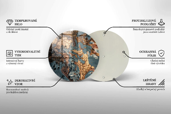 Krájecí prkénko skleněné Dekorativní kámen se zlatem