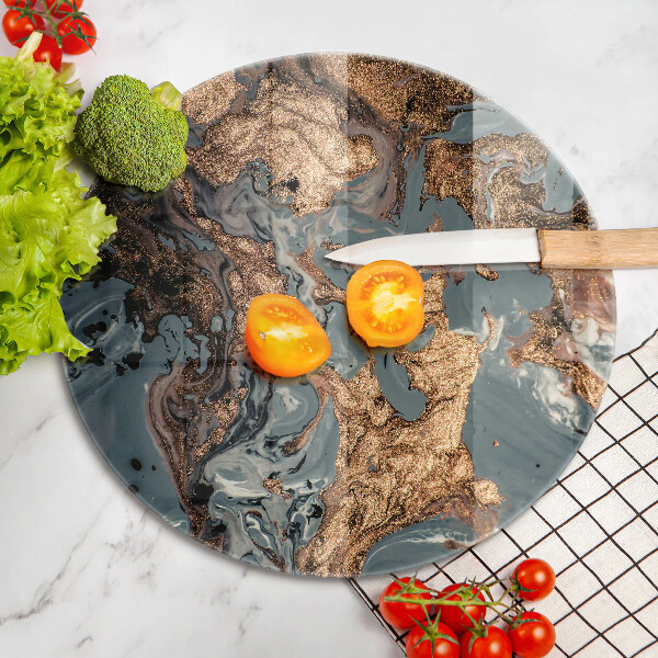 Krájecí prkénko skleněné Dekorativní kámen se zlatem