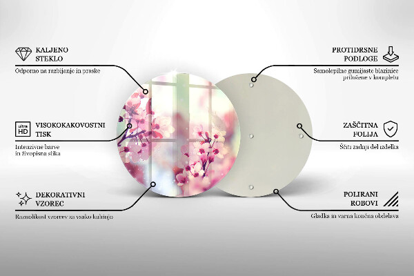 Skleněná deska do kuchyně Jarní růžové květy