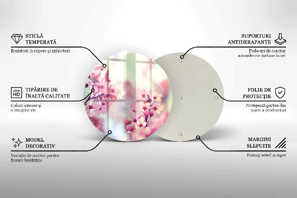 Skleněná deska do kuchyně Jarní růžové květy