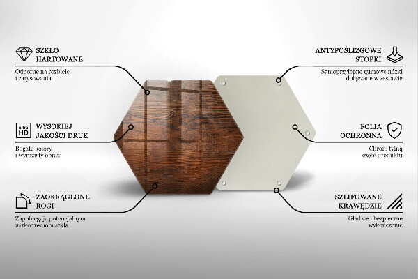 Skleněná krájecí deska Deska z tmavého dřeva