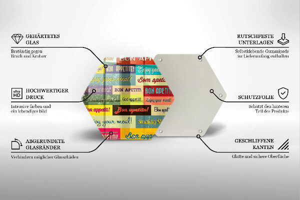 Skleněná deska do kuchyně Titulky jazyky dobré chuti