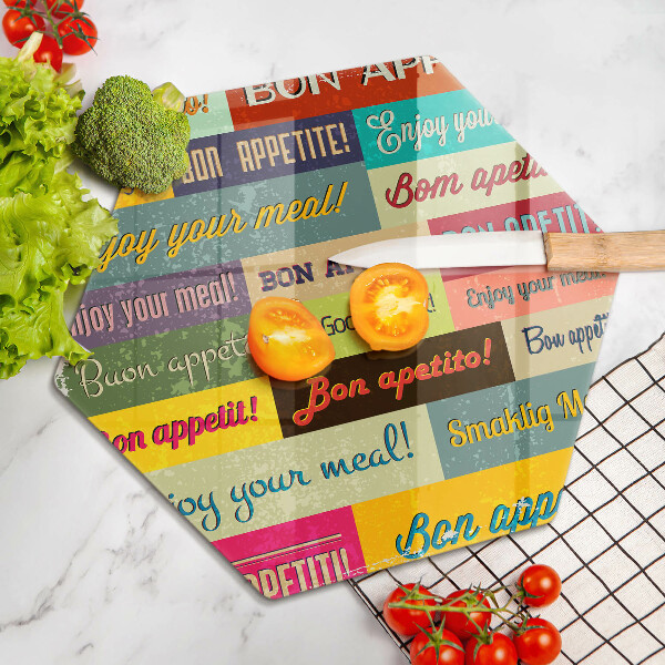 Skleněná deska do kuchyně Titulky jazyky dobré chuti