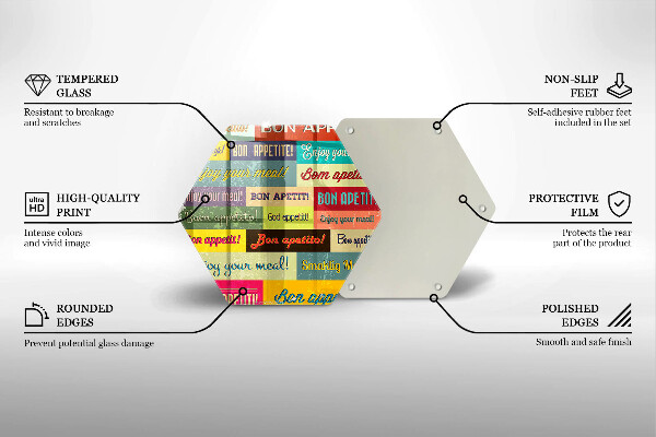 Skleněná deska do kuchyně Titulky jazyky dobré chuti