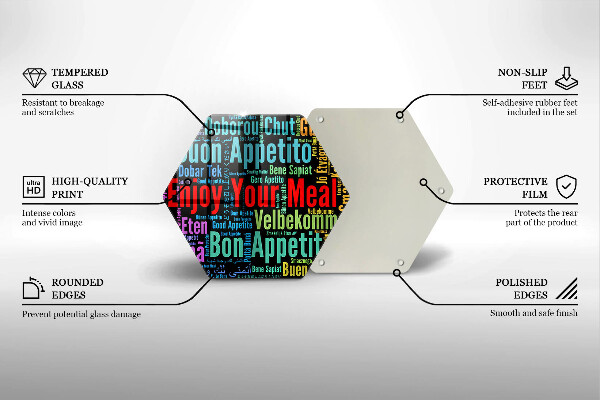 Skleněná deska do kuchyně Titulky jazyky dobré chuti