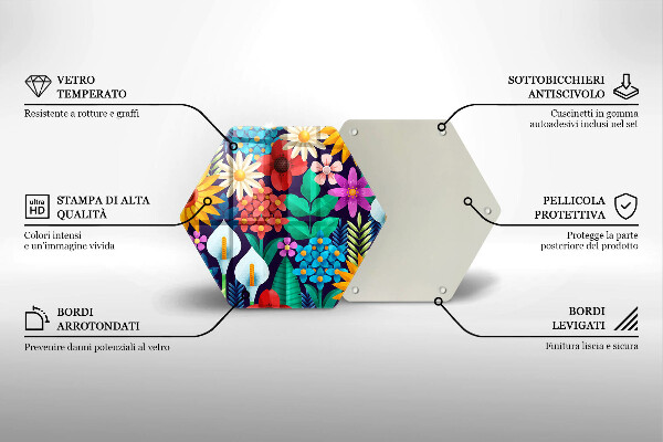 Skleněná deska do kuchyně Květiny louka ilustrace