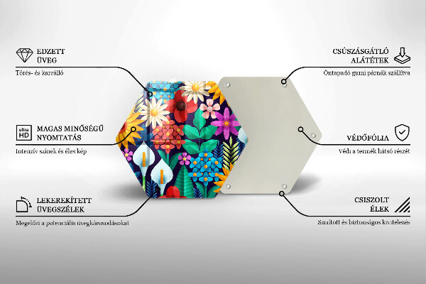 Skleněná deska do kuchyně Květiny louka ilustrace