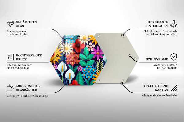 Skleněná deska do kuchyně Květiny louka ilustrace