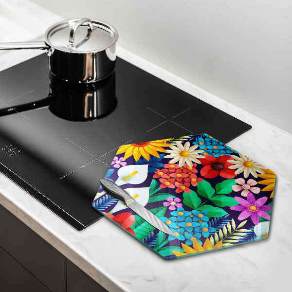 Skleněná deska do kuchyně Květiny louka ilustrace