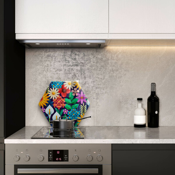 Skleněná deska do kuchyně Květiny louka ilustrace