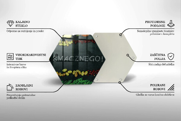 Skleněná deska do kuchyně Nápis smacznego!