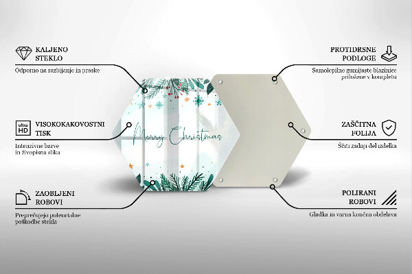 Skleněná deska do kuchyně Merry christmas nápis