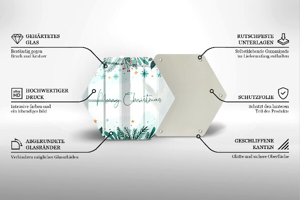 Skleněná deska do kuchyně Merry christmas nápis